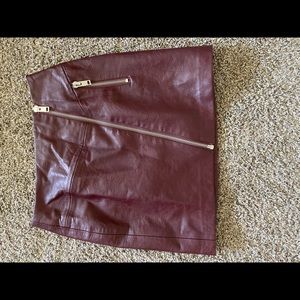 Burgundy leather skirt